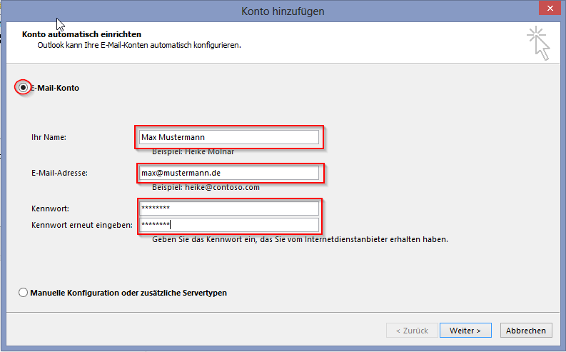 E-Mail Einrichtung: E-Mail-Konto IMAP In Outlook 2013 Einrichten ...